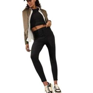 Athleta Stellar Trouser Size 2 Black Slim Fit Side Stash Pocket Euroluxe Fabric